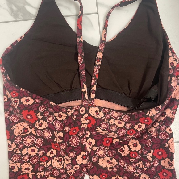 Patagonia Floral Tank Top V Neck With Bra Burgundy/Pink Size L - Picture 5 of 13